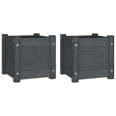 Vidaxl plantenbakken 2 st 31x31x31 cm massief grenenhout grijs