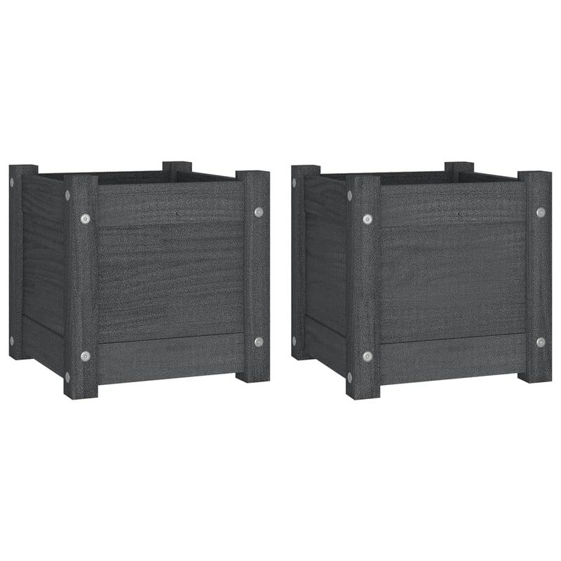 Load image into Gallery viewer, Vidaxl plantenbakken 2 st 31x31x31 cm massief grenenhout grijs
