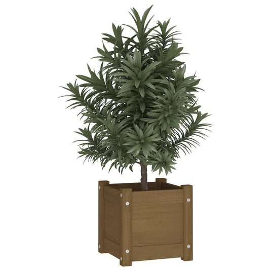 Vidaxl plantenbakken 2 st 31x31x31 cm massief grenenhout honingbruin