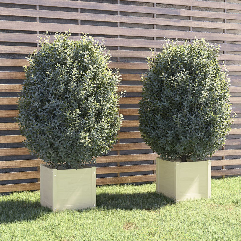 Load image into Gallery viewer, Vidaxl plantenbakken 2 st 40x40x40 cm massief grenenhout wit
