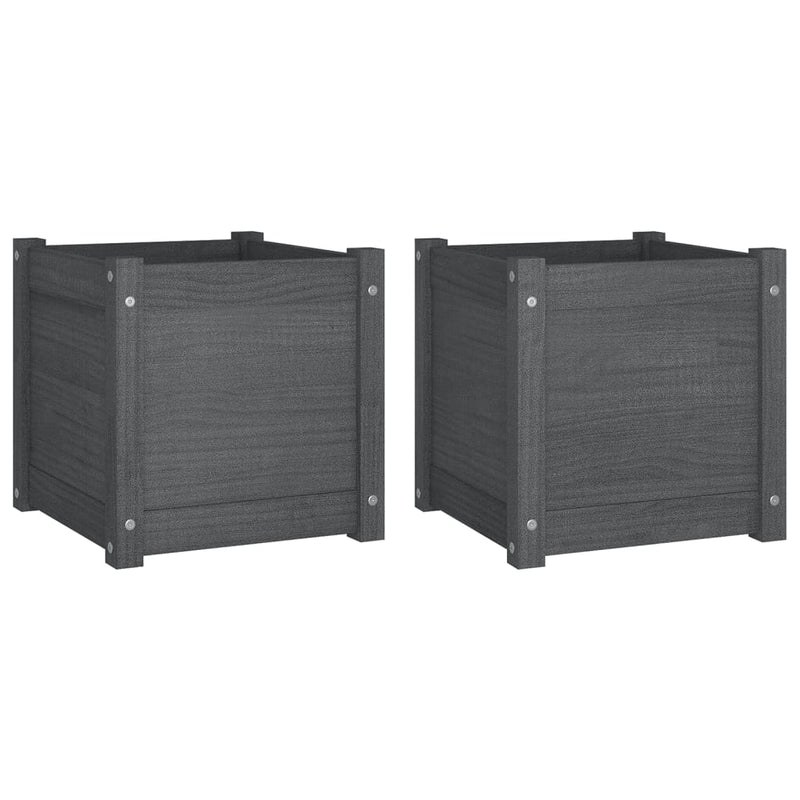 Load image into Gallery viewer, Vidaxl plantenbakken 2 st 40x40x40 cm massief grenenhout grijs
