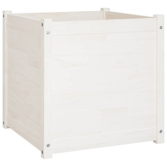 VidaXL Plantenbakken 2 st 60x60x60 cm massief grenenhout wit