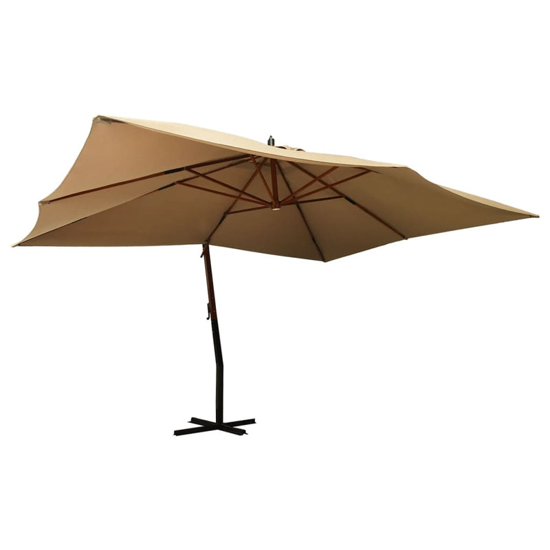 Load image into Gallery viewer, Vidaxl zweefparasol met houten paal 400x300 cm taupe
