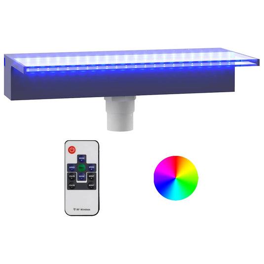 Vidaxl watervaloverlaat met rgb led's 45 cm acryl