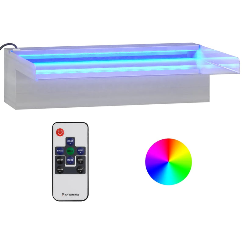 Load image into Gallery viewer, Vidaxl watervaloverlaat met rgb led's 30 cm roestvrij staal
