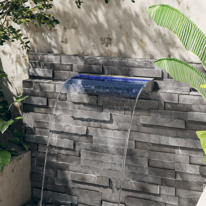 Load image into Gallery viewer, Vidaxl watervaloverlaat met rgb led's 60 cm roestvrij staal
