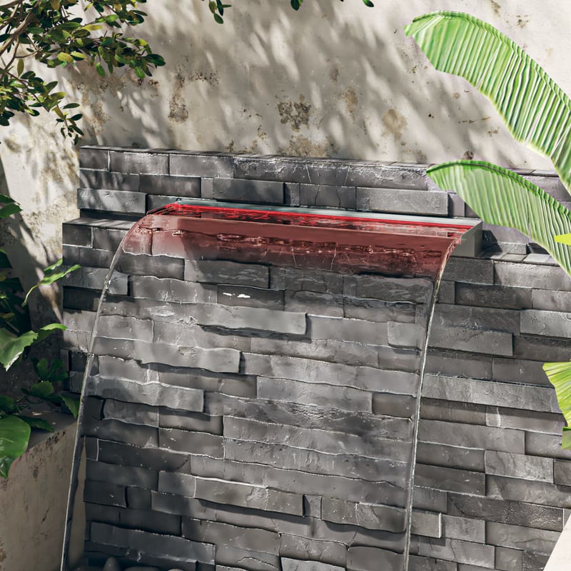 Load image into Gallery viewer, Vidaxl watervaloverlaat met rgb led's 90 cm roestvrij staal
