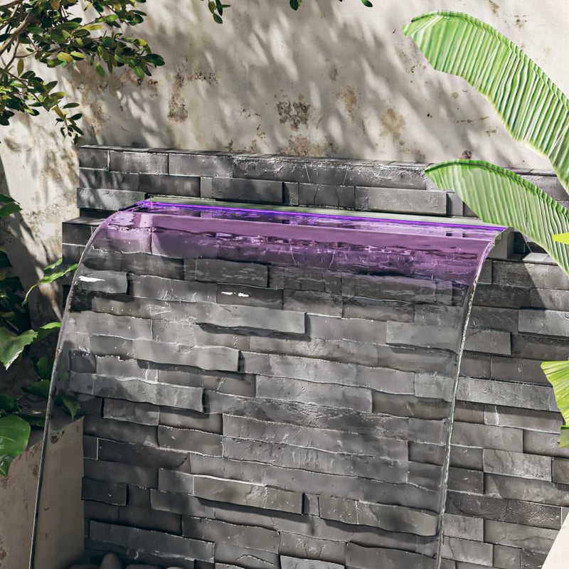 Load image into Gallery viewer, Vidaxl watervaloverlaat met rgb led's 108 cm roestvrij staal
