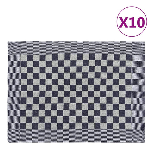Vidaxl keukendoeken 10 st 50x70 cm katoen blauw en wit
