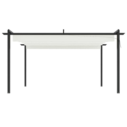 Vidaxl tuinprieel met uittrekbaar dak 4x3 m crèmekleurig