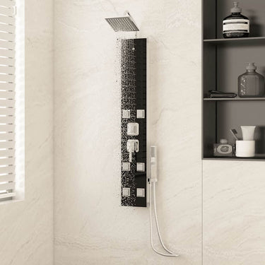 Vidaxl douchepaneel 18x45,5x130 cm glas zwart