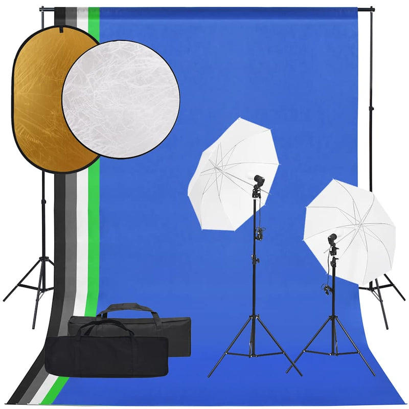 Load image into Gallery viewer, Vidaxl fotostudioset met verlichtingsset, achtergrond en reflector

