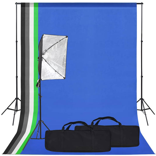 VidaXL Fotostudioset met softboxlamp en achtergrond