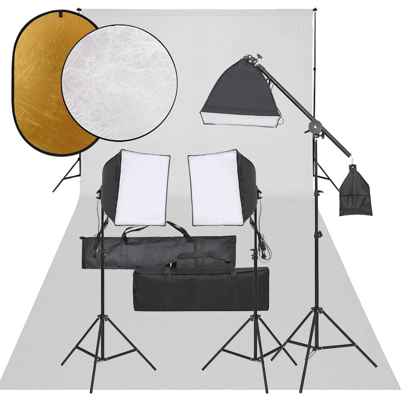 Load image into Gallery viewer, Vidaxl fotostudioset met verlichtingsset, achtergrond en reflector
