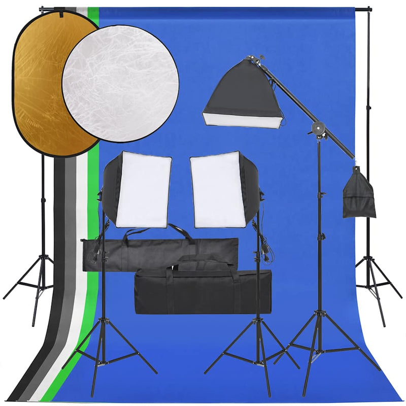 Load image into Gallery viewer, Vidaxl fotostudioset met verlichtingsset, achtergrond en reflector
