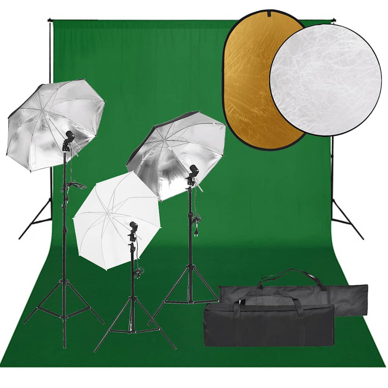 Load image into Gallery viewer, Vidaxl fotostudioset met verlichtingsset, achtergrond en reflector
