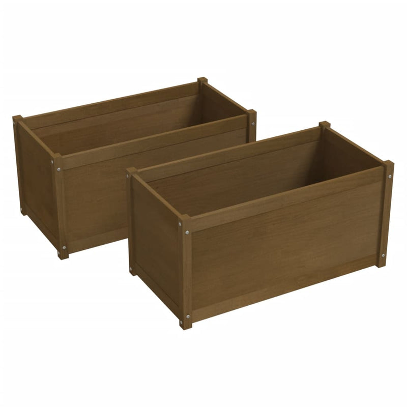 Load image into Gallery viewer, VidaXL Plantenbakken 2 st 100x50x50 cm massief grenenhout honingbruin
