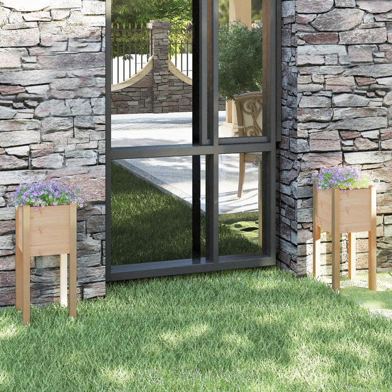 Load image into Gallery viewer, Vidaxl plantenbakken 2 st 31x31x70 cm massief grenenhout
