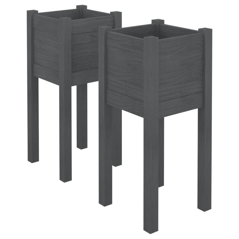 Load image into Gallery viewer, Vidaxl plantenbakken 2 st 31x31x70 cm massief grenenhout grijs
