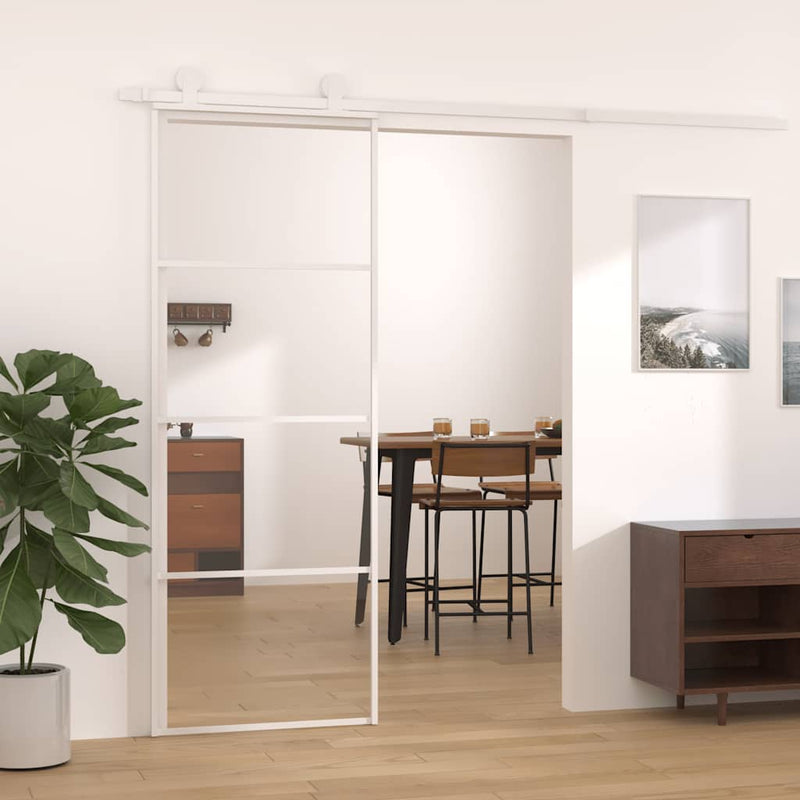 Load image into Gallery viewer, Vidaxl schuifdeur 76x205 cm esg-glas en aluminium wit

