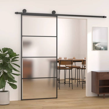Vidaxl schuifdeur 90x205 cm mat esg-glas en aluminium zwart