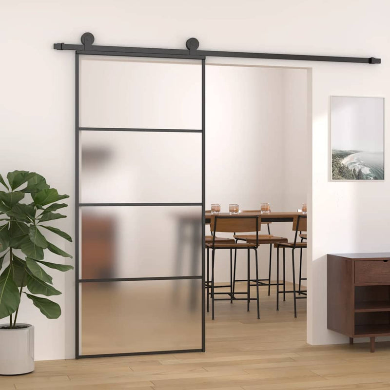 Load image into Gallery viewer, Vidaxl schuifdeur 90x205 cm mat esg-glas en aluminium zwart
