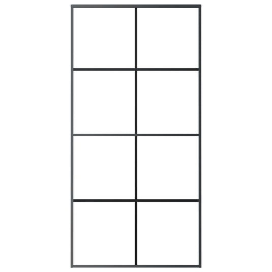 VidaXL Schuifdeur 102,5x205 cm mat ESG-glas en aluminium zwart