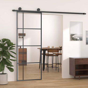 Vidaxl schuifdeur 76x205 cm esg-glas en aluminium zwart