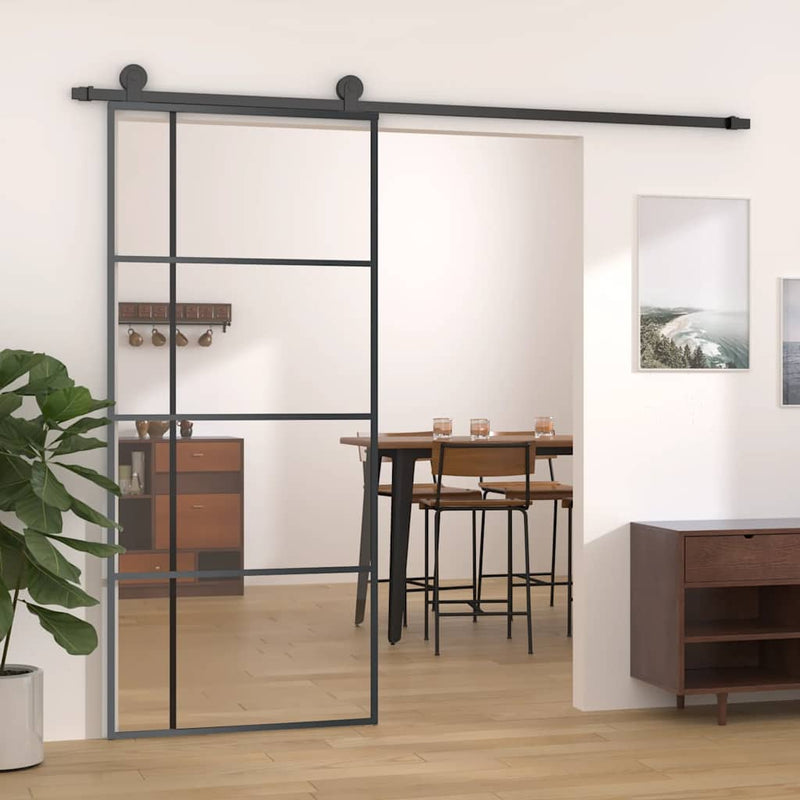 Load image into Gallery viewer, Vidaxl schuifdeur 90x205 cm esg-glas en aluminium zwart
