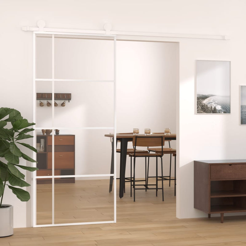 Load image into Gallery viewer, Vidaxl schuifdeur 90x205 cm esg-glas en aluminium wit
