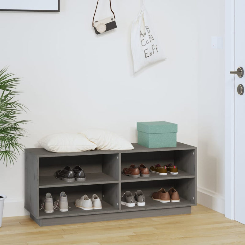 Load image into Gallery viewer, Vidaxl schoenenkast 110x34x45 cm massief grenenhout grijs
