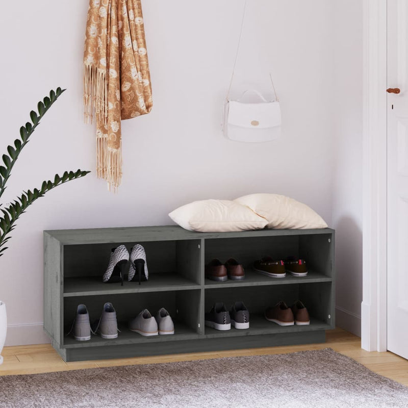 Load image into Gallery viewer, Vidaxl schoenenkast 110x34x45 cm massief grenenhout grijs
