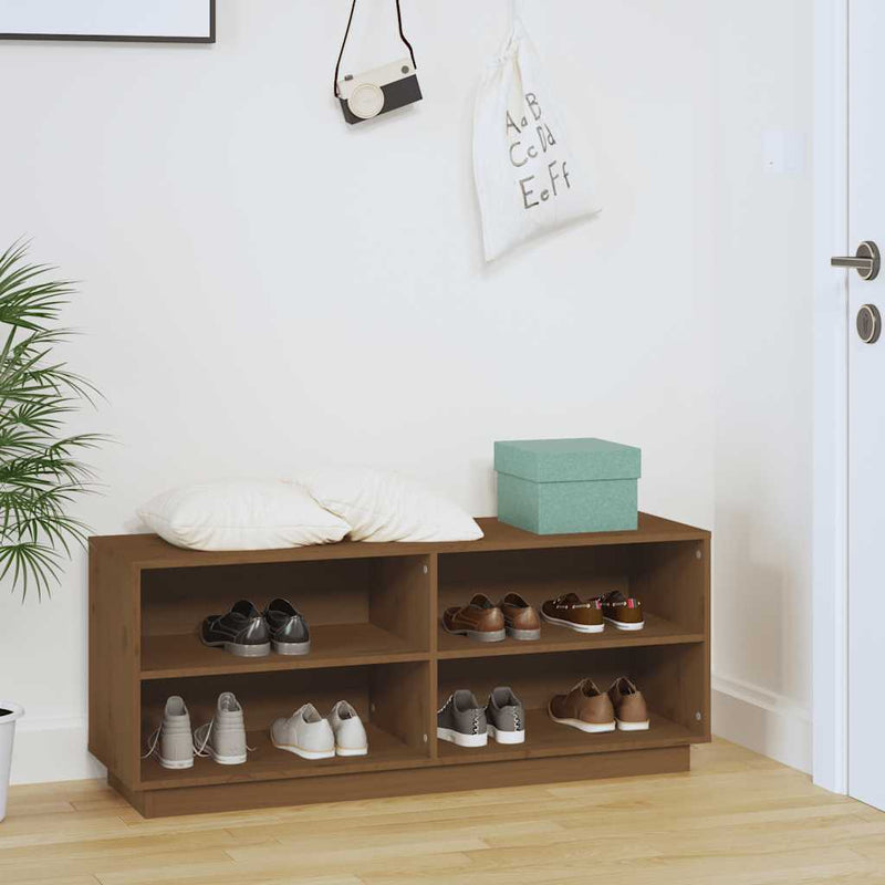 Load image into Gallery viewer, Vidaxl schoenenkast 110x34x45 cm massief grenenhout honingbruin
