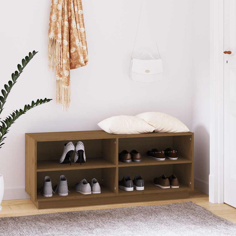 Load image into Gallery viewer, Vidaxl schoenenkast 110x34x45 cm massief grenenhout honingbruin
