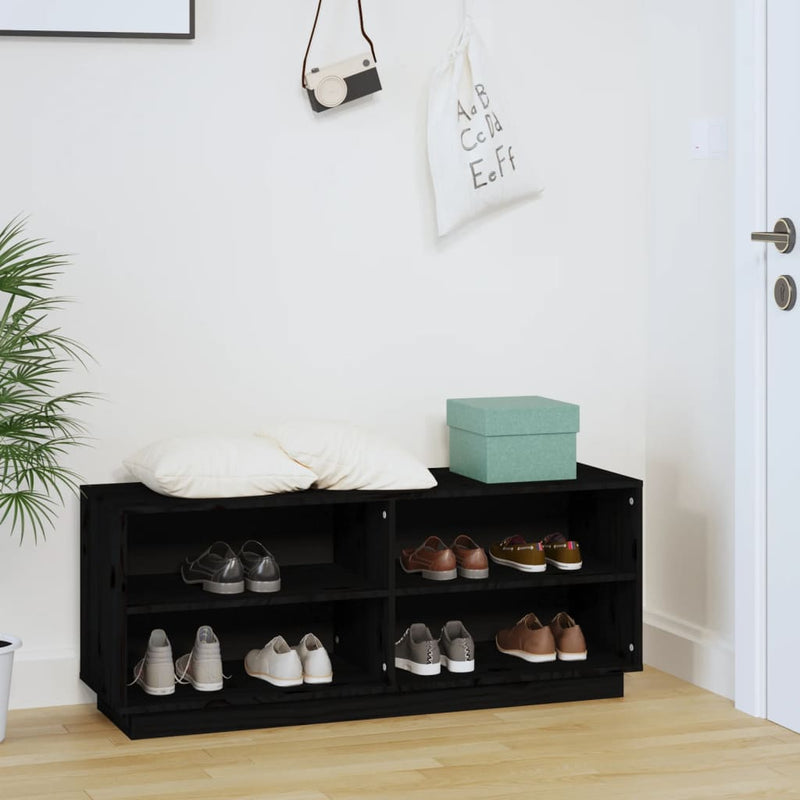 Load image into Gallery viewer, Vidaxl schoenenkast 110x34x45 cm massief grenenhout zwart
