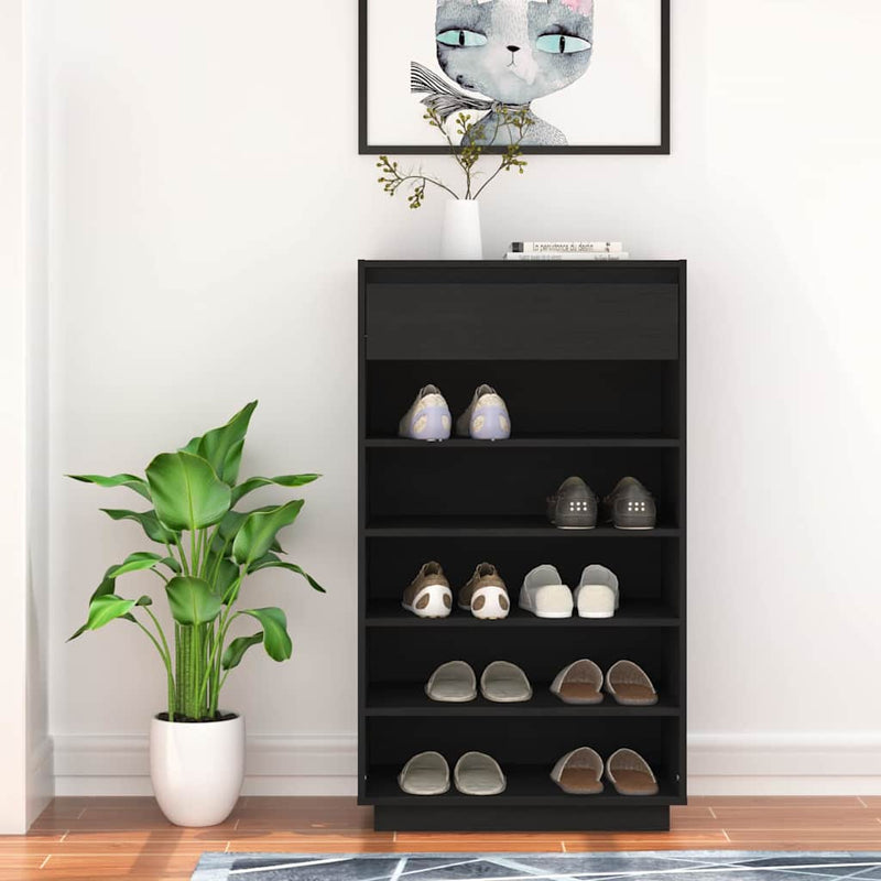 Load image into Gallery viewer, Vidaxl schoenenkast 60x34x105 cm massief grenenhout zwart
