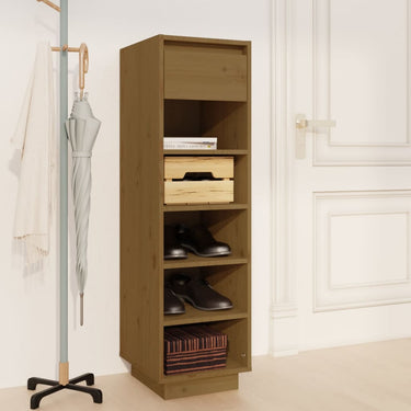 Vidaxl schoenenkast 30x34x105 cm massief grenenhout honingbruin