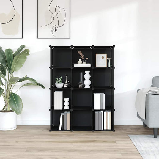 Vidaxl opbergmeubel met 12 vakken polypropeen zwart