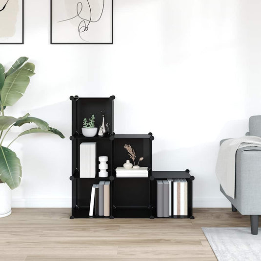 Vidaxl opbergmeubel met 6 vakken polypropeen zwart