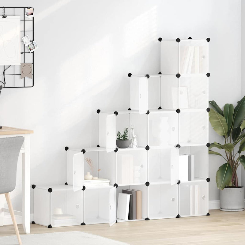 Load image into Gallery viewer, Vidaxl opbergkubus organizer met 15 vakken en deuren transparant pp
