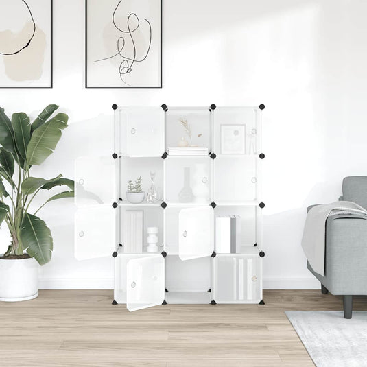 Vidaxl opbergmeubel met 12 vakken en deuren polypropeen transparant