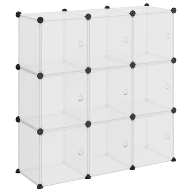 Vidaxl opbergkubus organizer met 9 kubussen en deuren transparant pp