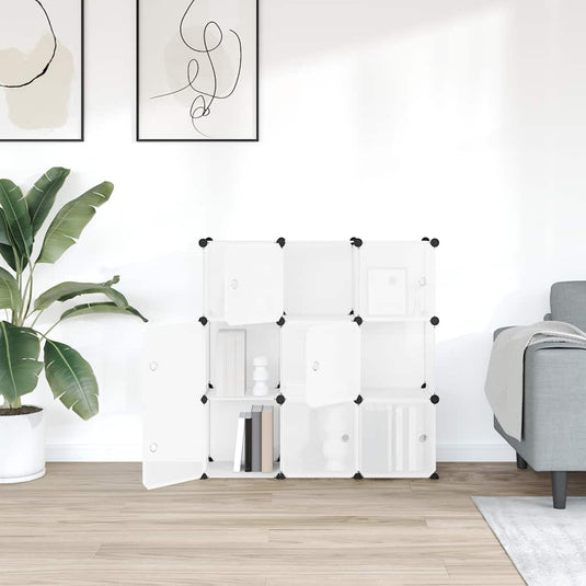 Vidaxl opbergmeubel met 9 vakken en deuren polypropeen transparant