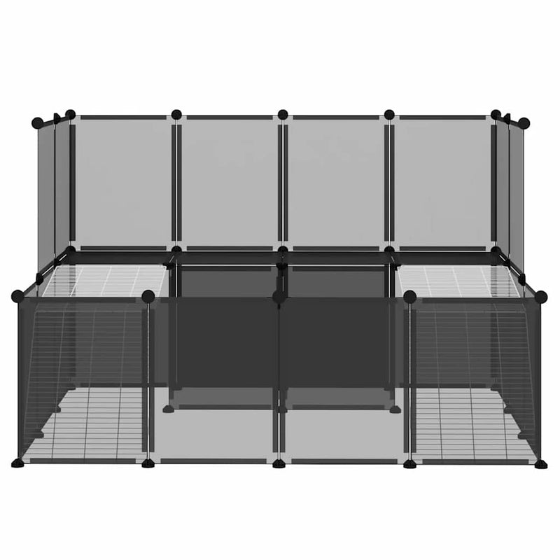 Load image into Gallery viewer, Vidaxl dierenhok klein 143x107x93 polypropeen en staal zwart
