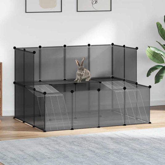 Vidaxl dierenhok klein 143x107x93 polypropeen en staal zwart
