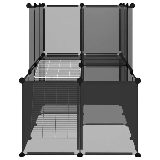 Vidaxl dierenhok klein 142x74x93 cm polypropeen en staal zwart