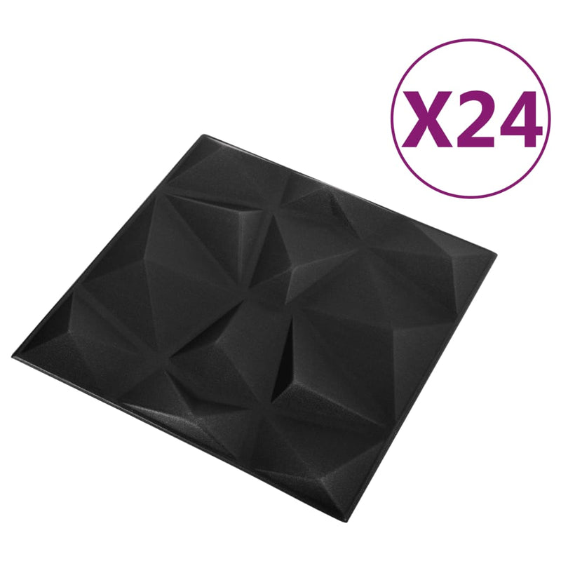 Load image into Gallery viewer, Vidaxl 24 st wandpanelen 3d diamant 6 m² 50x50 cm zwart

