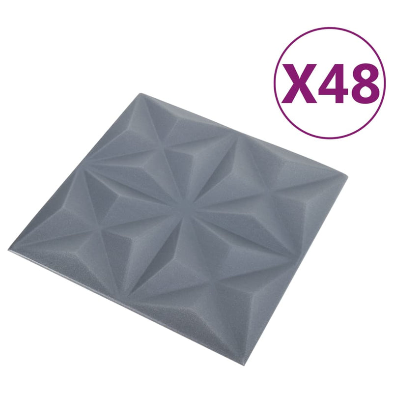 Load image into Gallery viewer, Vidaxl 48 st wandpanelen 3d origami 12 m² 50x50 cm grijs
