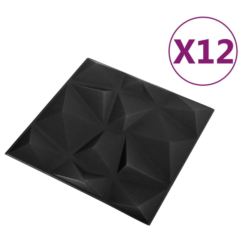 Load image into Gallery viewer, Vidaxl 12 st wandpanelen 3d diamant 3 m² 50x50 cm zwart
