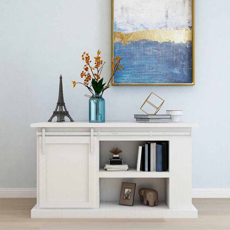 Load image into Gallery viewer, Vidaxl ophangset voor minischuifdeur 122 cm koolstofstaal wit
